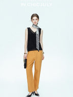 chicjuly Midnight Lace V-neck French Layering Women's Mulberry Silk Tank Tops