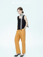 chicjuly Midnight Lace V-neck French Layering Women's Mulberry Silk Tank Tops