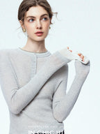 chicjuly Mini Star Sparkle Beaded Rhinestone Women's Wool Long Sleeve T-shirts