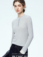 chicjuly Mini Star Sparkle Beaded Rhinestone Women's Wool Long Sleeve T-shirts