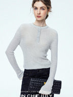 chicjuly Mini Star Sparkle Beaded Rhinestone Women's Wool Long Sleeve T-shirts