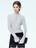 chicjuly Mini Star Sparkle Beaded Rhinestone Women's Wool Long Sleeve T-shirts