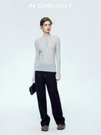 chicjuly Mini Star Sparkle Beaded Rhinestone Women's Wool Long Sleeve T-shirts
