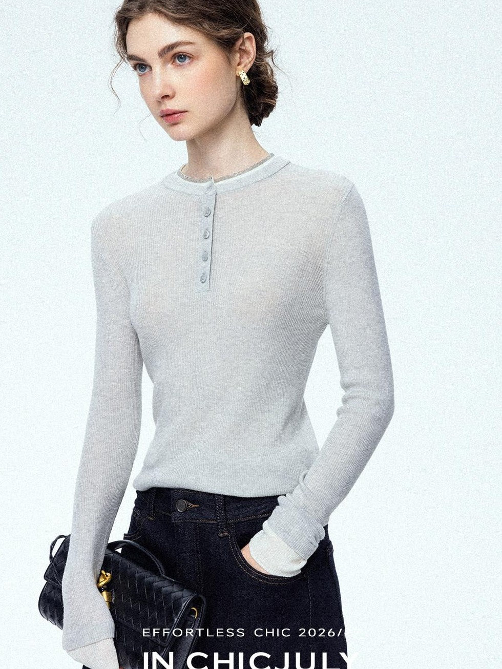 chicjuly Mini Star Sparkle Beaded Rhinestone Women's Wool Long Sleeve T-shirts