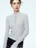 chicjuly Mini Star Sparkle Beaded Rhinestone Women's Wool Long Sleeve T-shirts