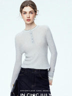 chicjuly Mini Star Sparkle Beaded Rhinestone Women's Wool Long Sleeve T-shirts