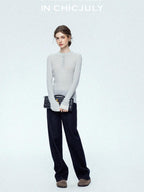 chicjuly Mini Star Sparkle Beaded Rhinestone Women's Wool Long Sleeve T-shirts