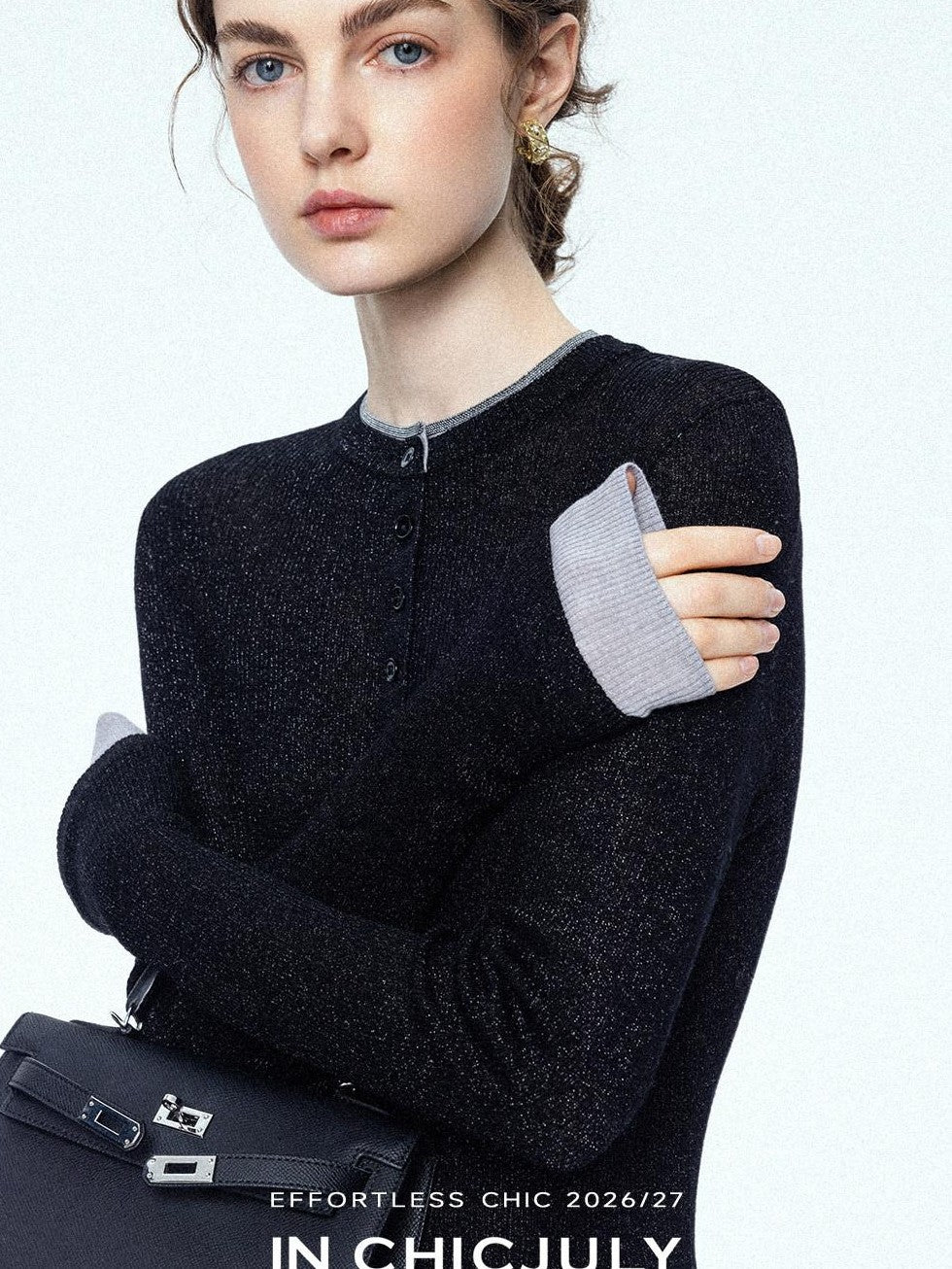 chicjuly Mini Star Sparkle Beaded Rhinestone Women's Wool Long Sleeve T-shirts