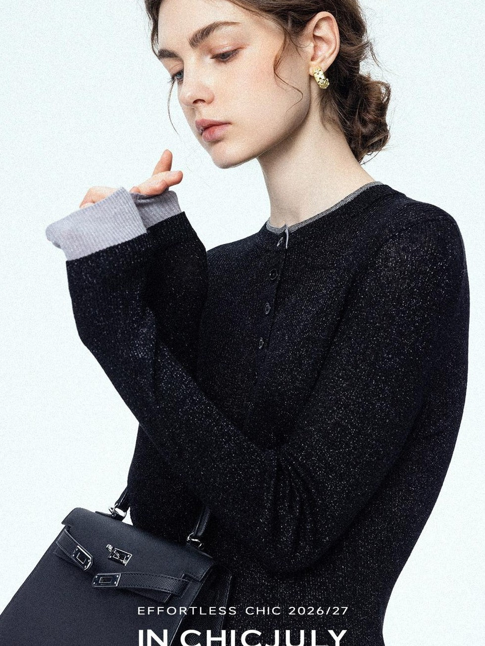 chicjuly Mini Star Sparkle Beaded Rhinestone Women's Wool Long Sleeve T-shirts