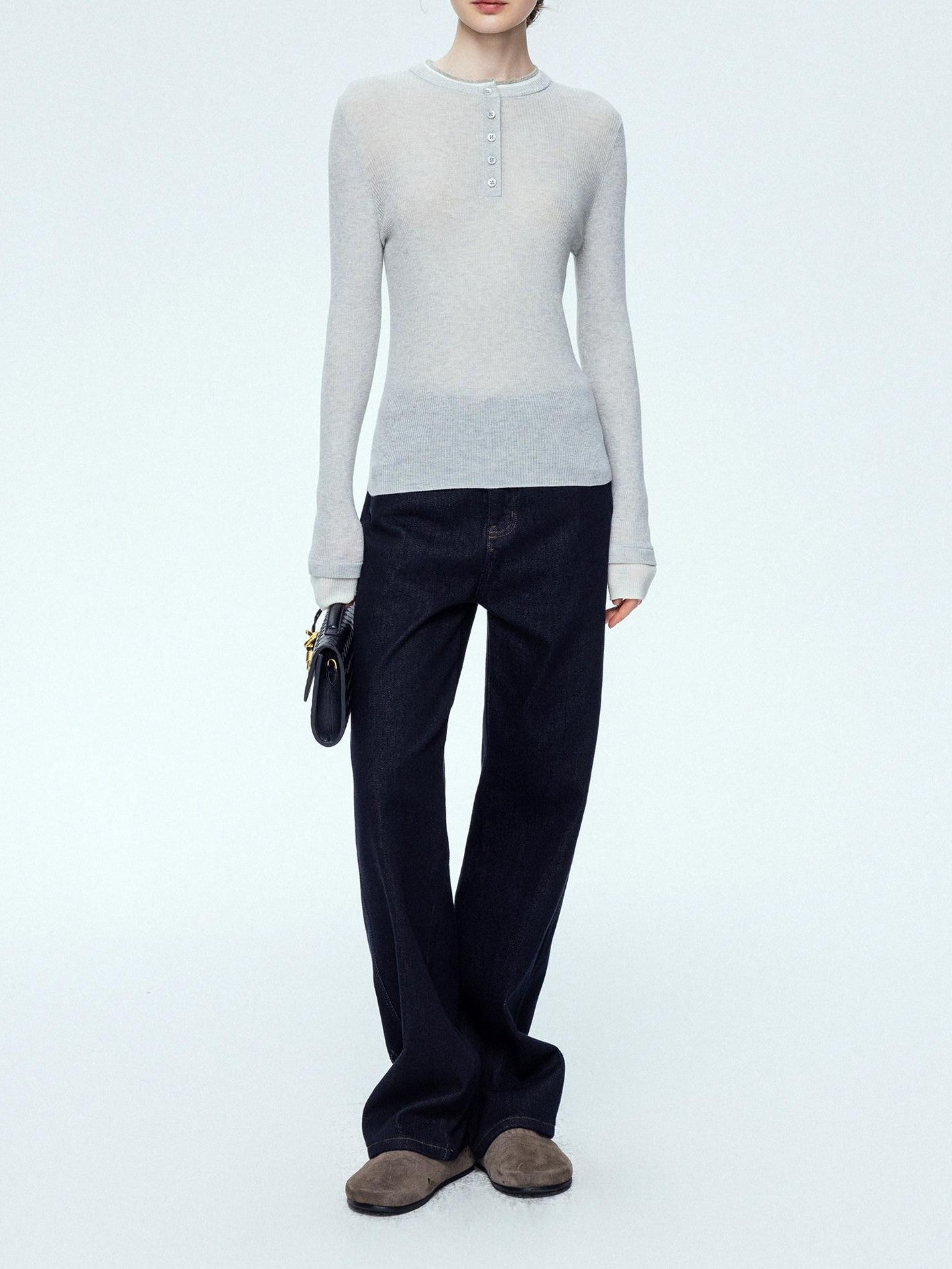 chicjuly Mini Star Sparkle Beaded Rhinestone Women's Wool Long Sleeve T-shirts