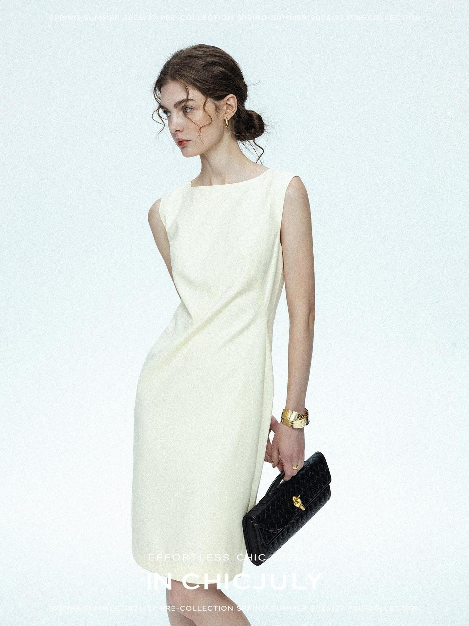 chicjuly Minimal Sleeveless Asymmetric Hem Loose Fit Women's Casual Midi Dresses