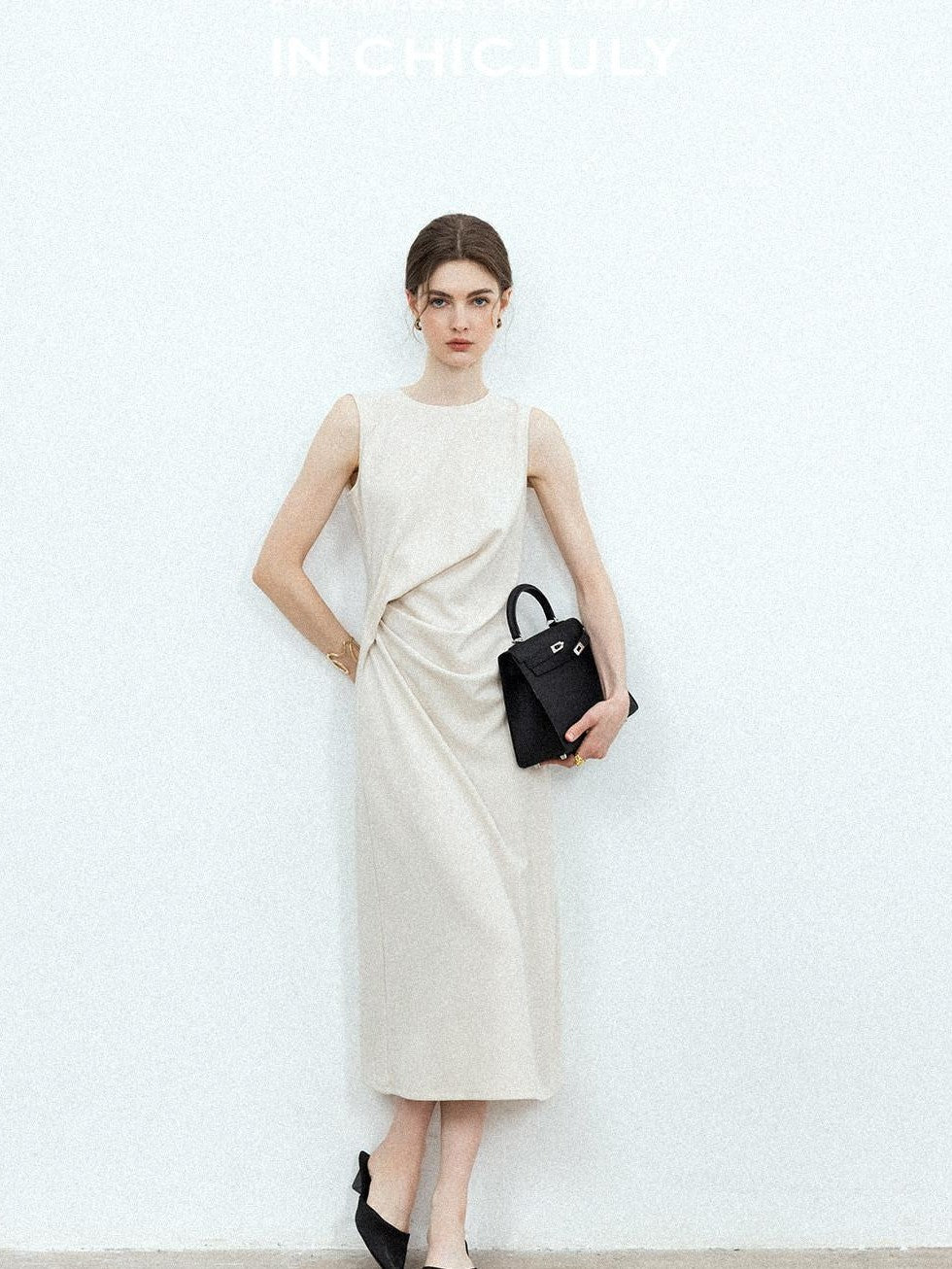 chicjuly Minimal Structured Tailoring Pleated Slimming Women's Casual Maxi Dresses