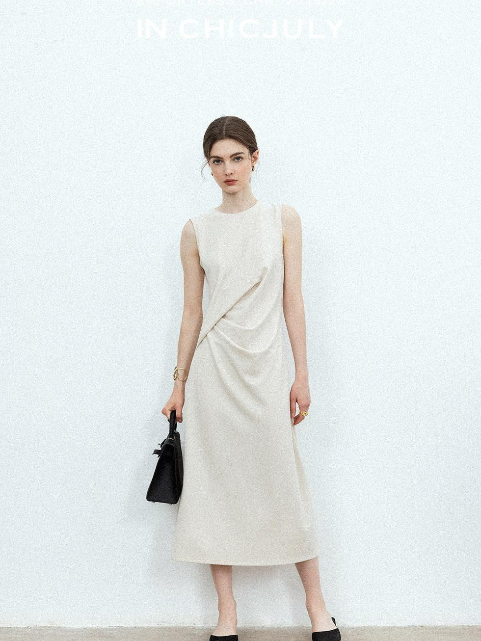 chicjuly Minimal Structured Tailoring Pleated Slimming Women's Casual Maxi Dresses