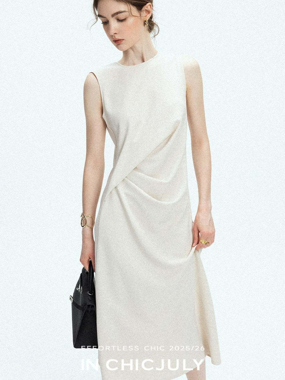 chicjuly Minimal Structured Tailoring Pleated Slimming Women's Casual Maxi Dresses