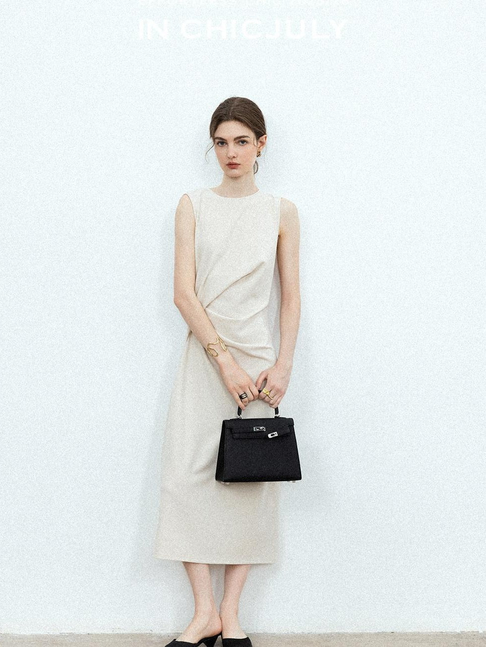 chicjuly Minimal Structured Tailoring Pleated Slimming Women's Casual Maxi Dresses