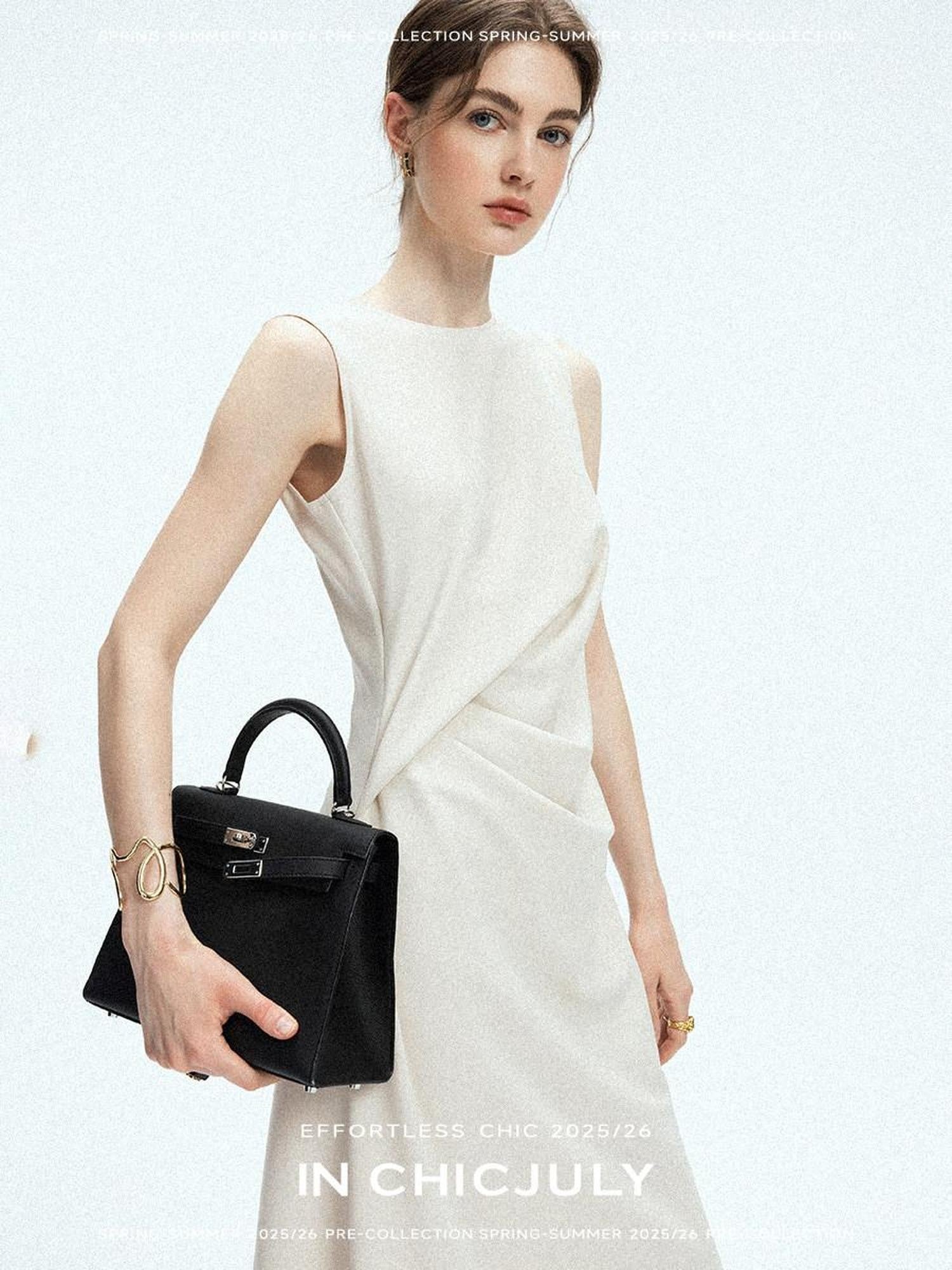 chicjuly Minimal Structured Tailoring Pleated Slimming Women's Casual Maxi Dresses