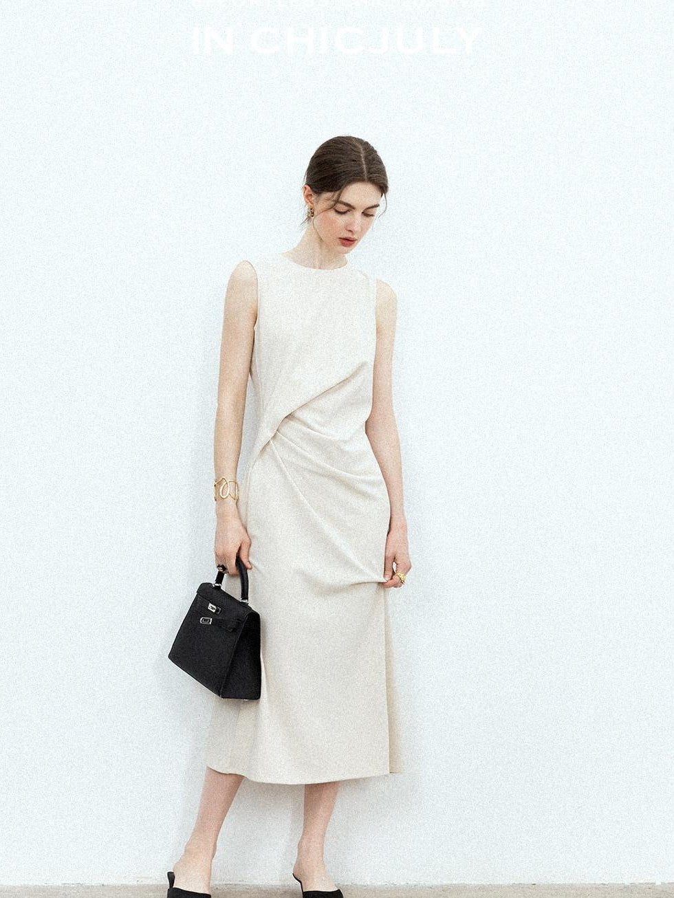 chicjuly Minimal Structured Tailoring Pleated Slimming Women's Casual Maxi Dresses