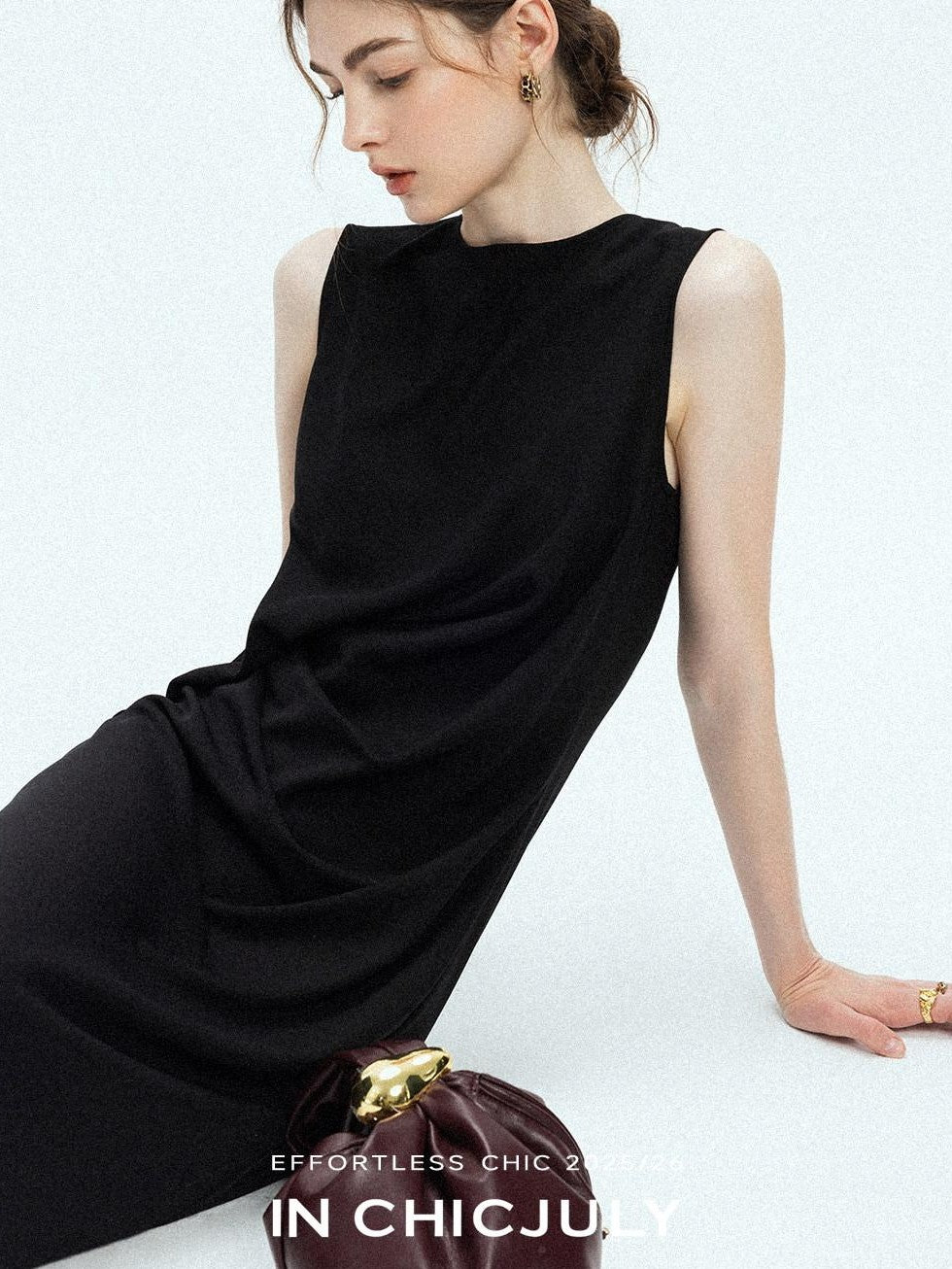 chicjuly Minimal Structured Tailoring Pleated Slimming Women's Casual Maxi Dresses