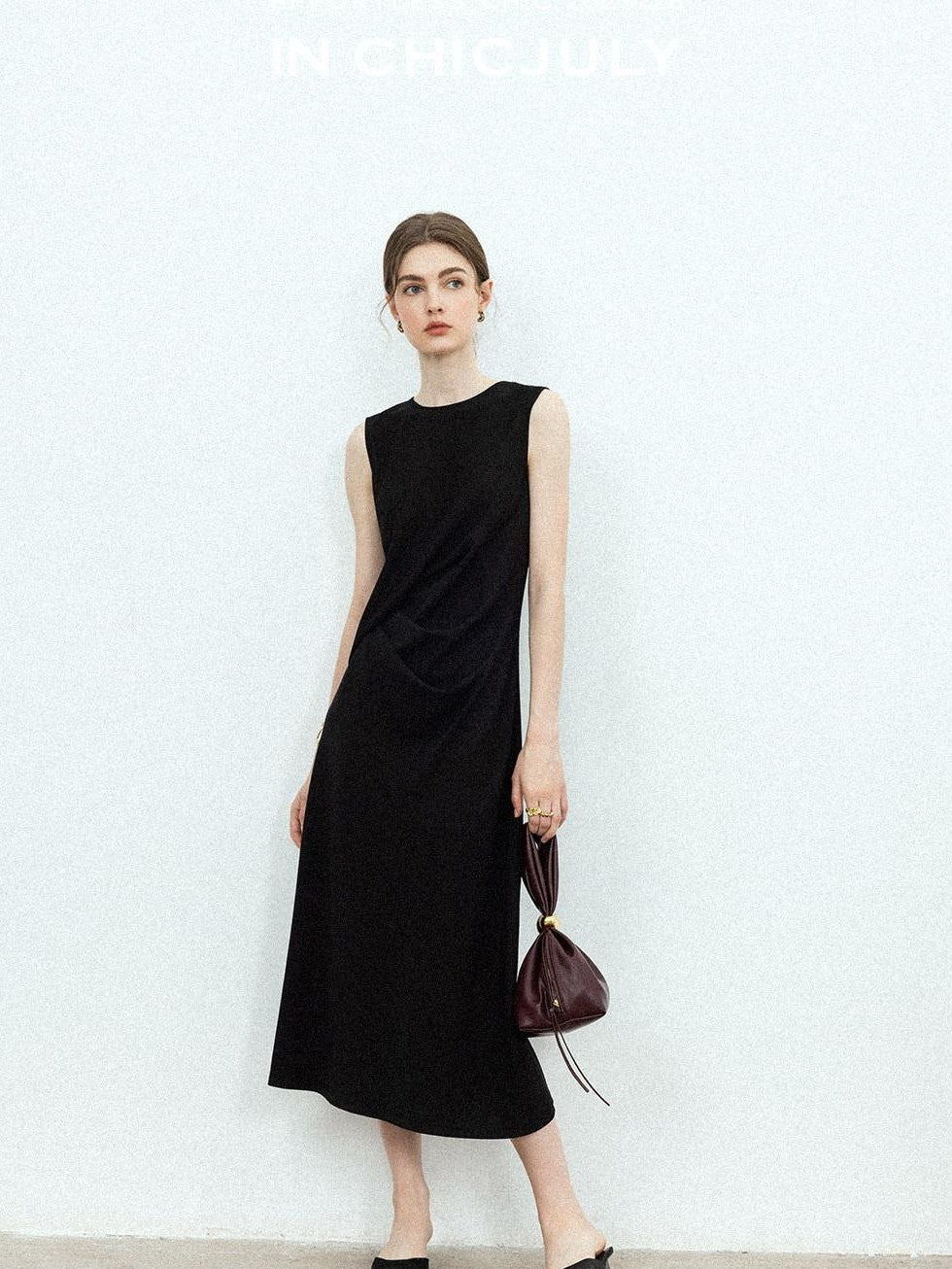 chicjuly Minimal Structured Tailoring Pleated Slimming Women's Casual Maxi Dresses
