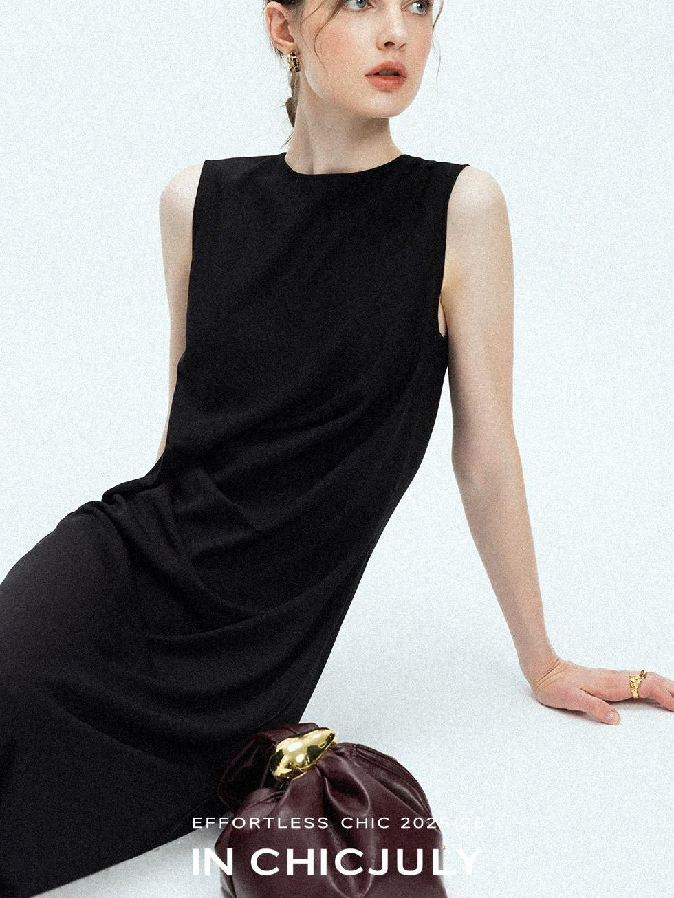chicjuly Minimal Structured Tailoring Pleated Slimming Women's Casual Maxi Dresses