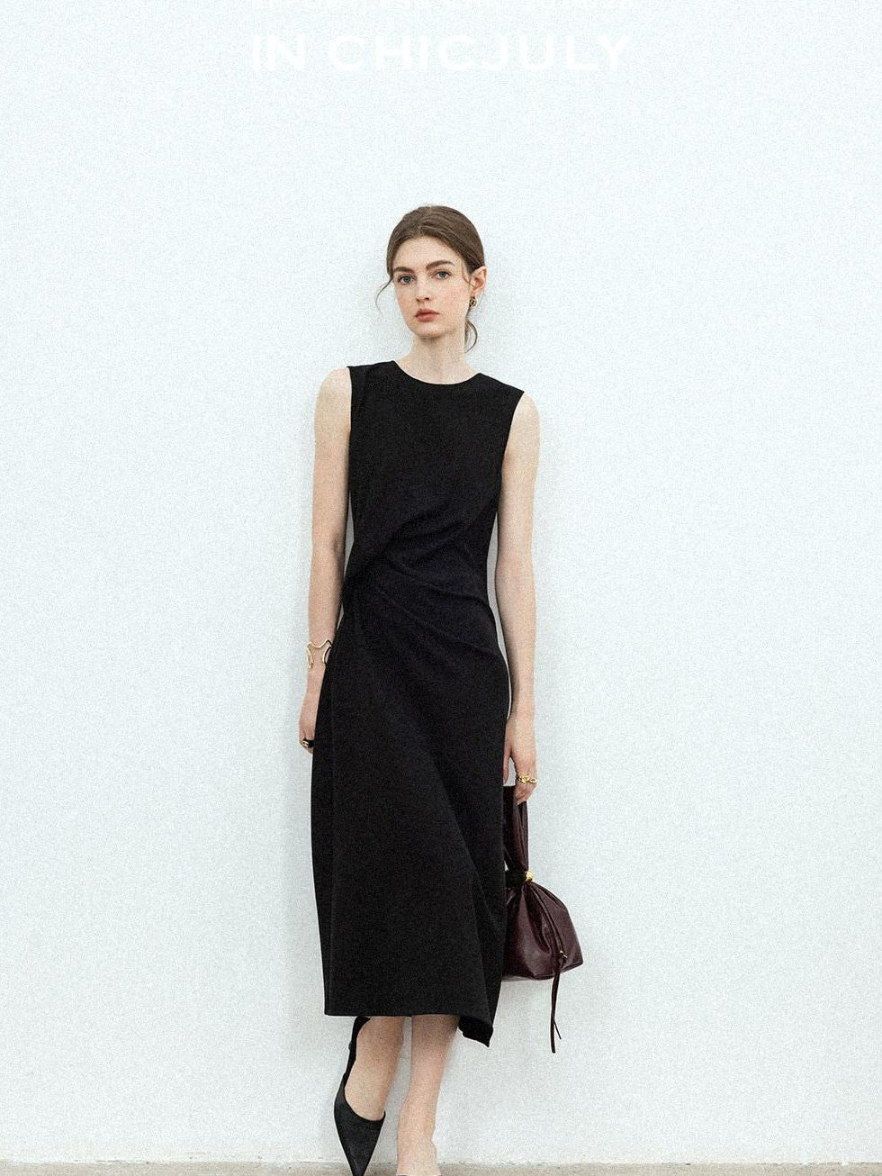 chicjuly Minimal Structured Tailoring Pleated Slimming Women's Casual Maxi Dresses
