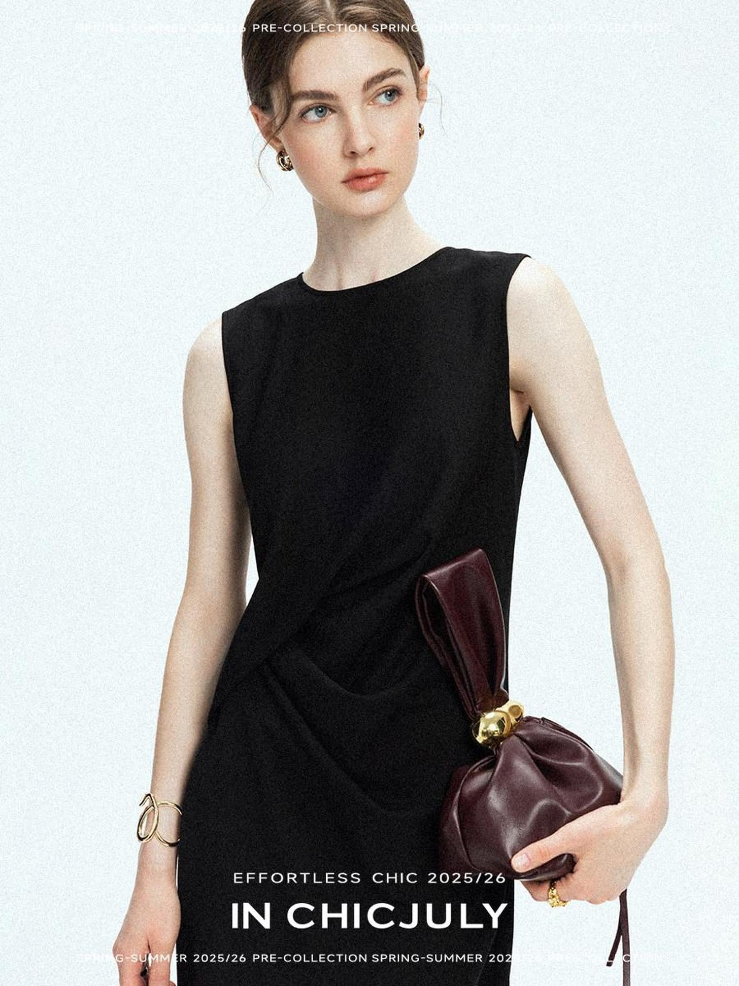 chicjuly Minimal Structured Tailoring Pleated Slimming Women's Casual Maxi Dresses