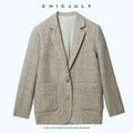 chicjuly Minimalist Old Money Three Piece Women's Linen Breathable Loose Pant Suits 1031201175823