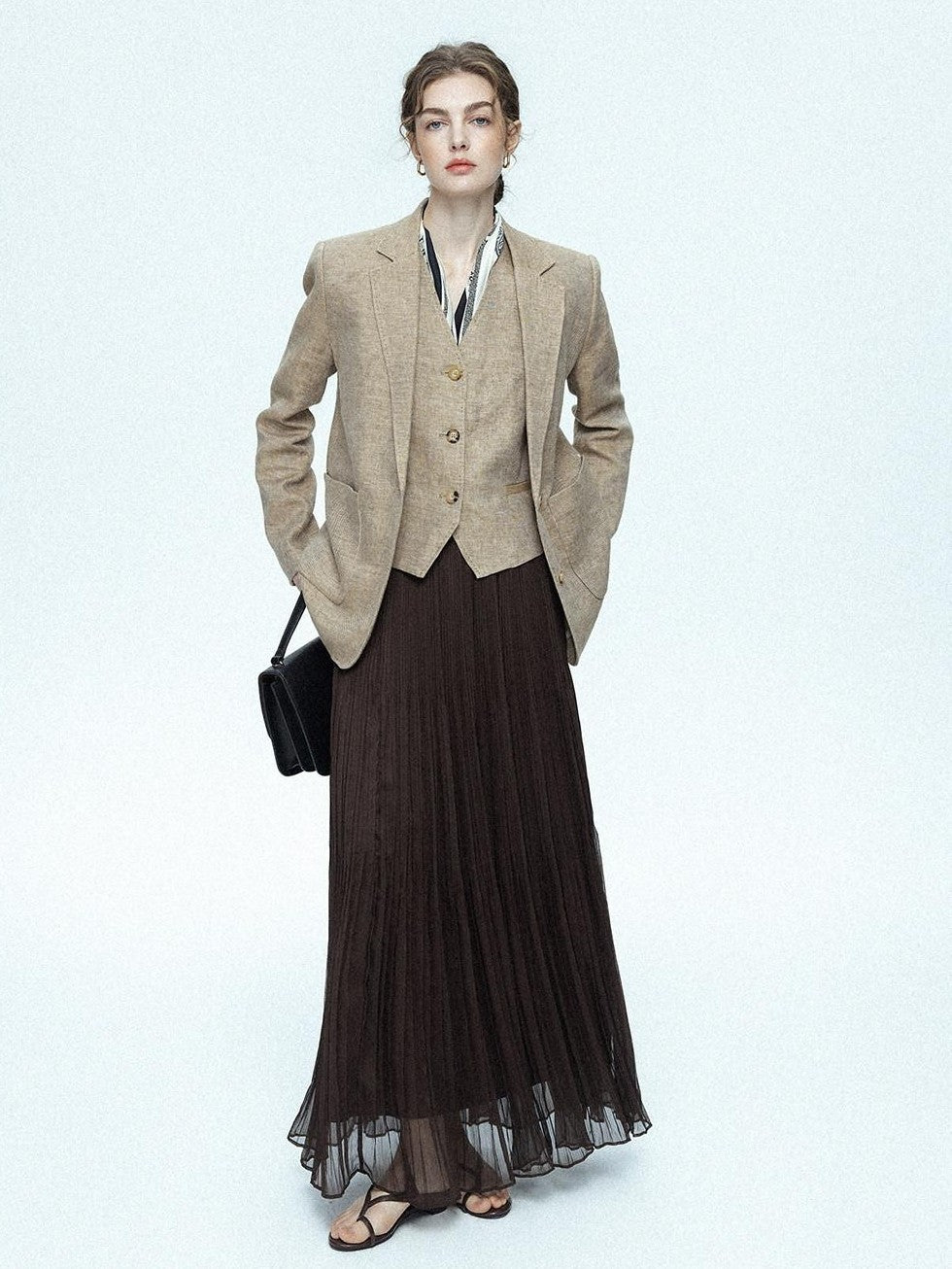chicjuly Minimalist Old Money Three Piece Women's Linen Breathable Loose Pant Suits