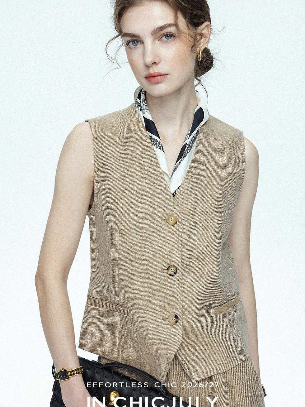 chicjuly Minimalist Old Money Three Piece Women's Linen Breathable Loose Pant Suits