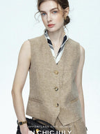 chicjuly Minimalist Old Money Three Piece Women's Linen Breathable Loose Pant Suits
