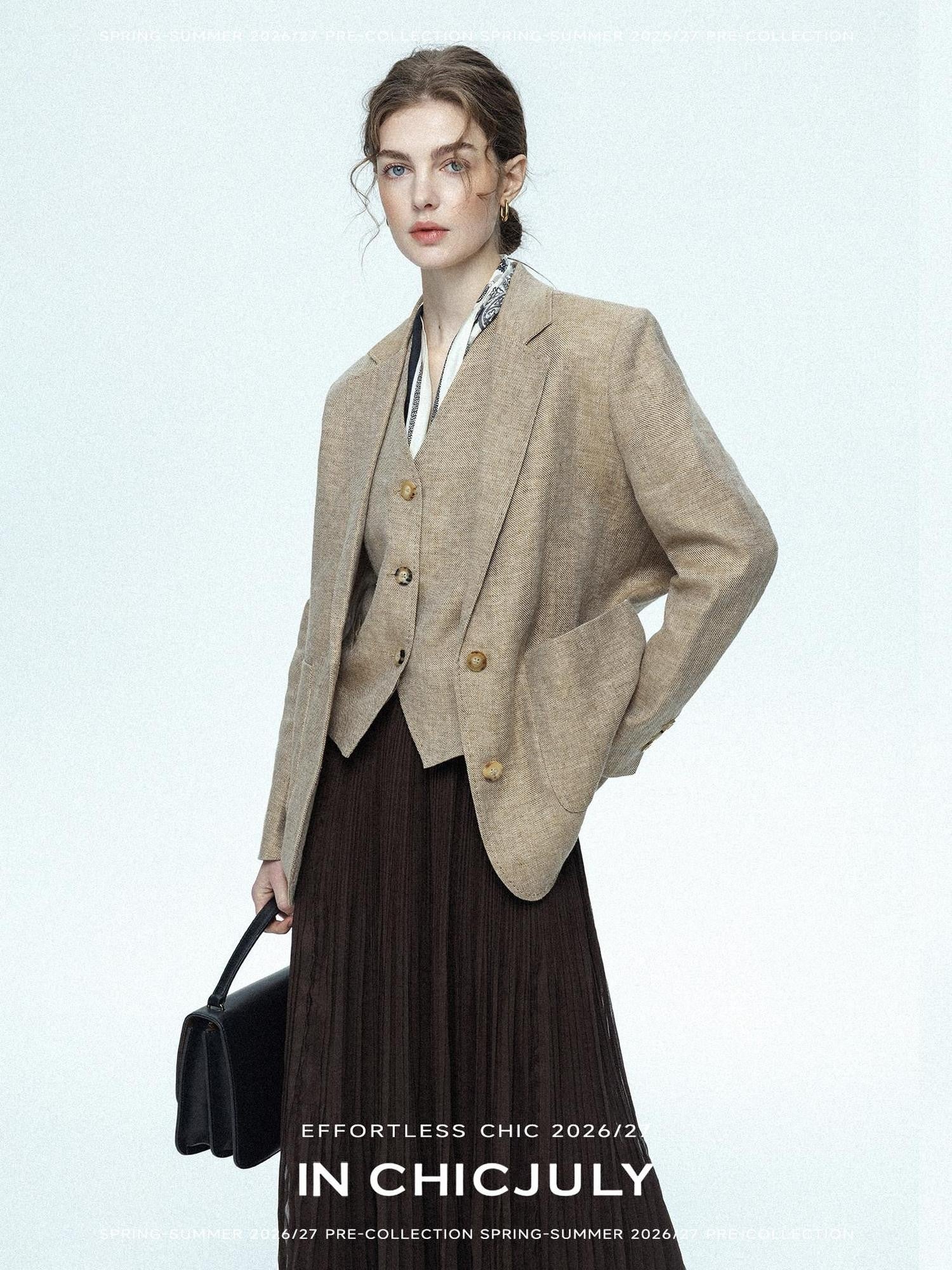 chicjuly Minimalist Old Money Three Piece Women's Linen Breathable Loose Pant Suits