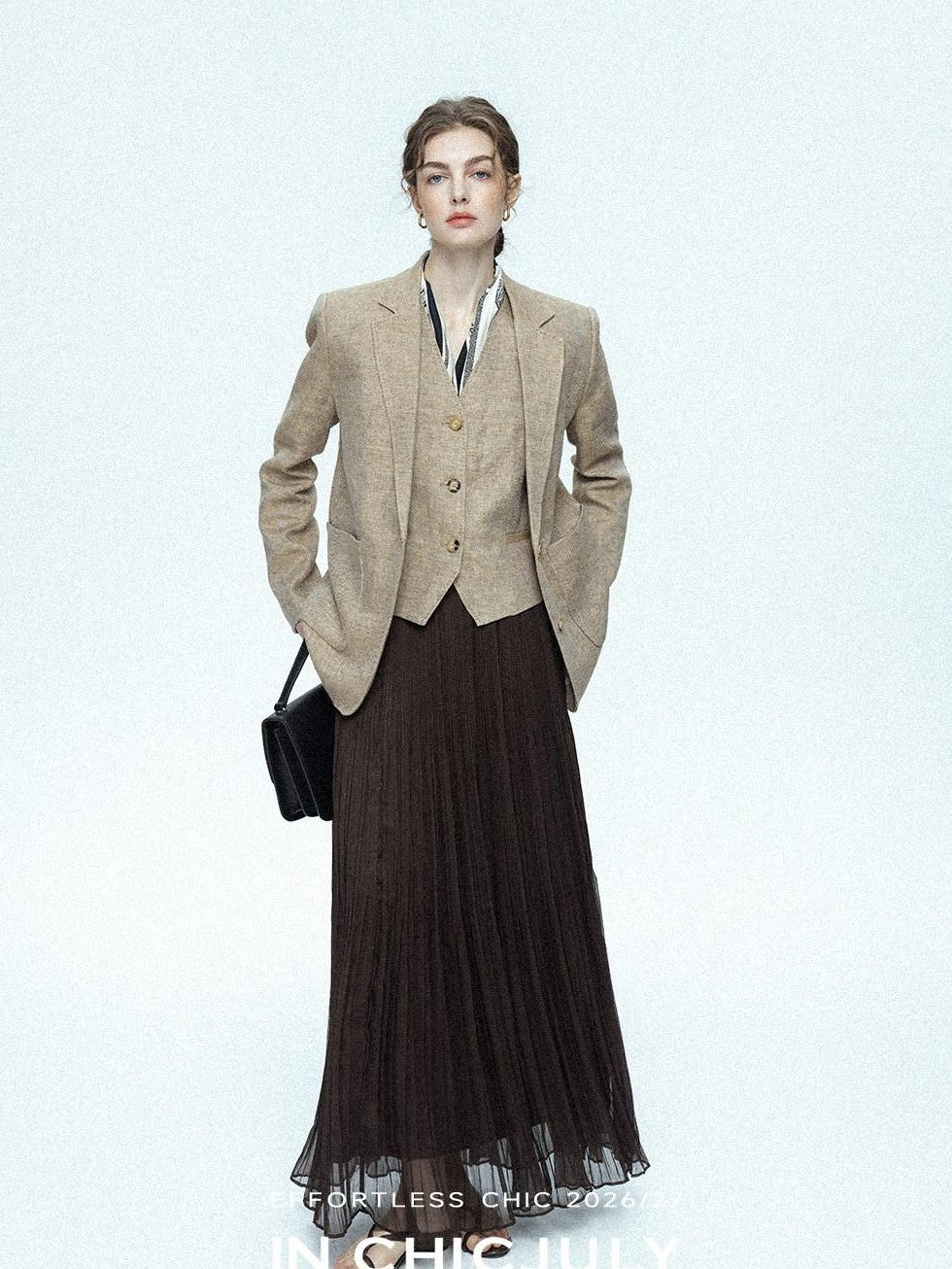 chicjuly Minimalist Old Money Three Piece Women's Linen Breathable Loose Pant Suits