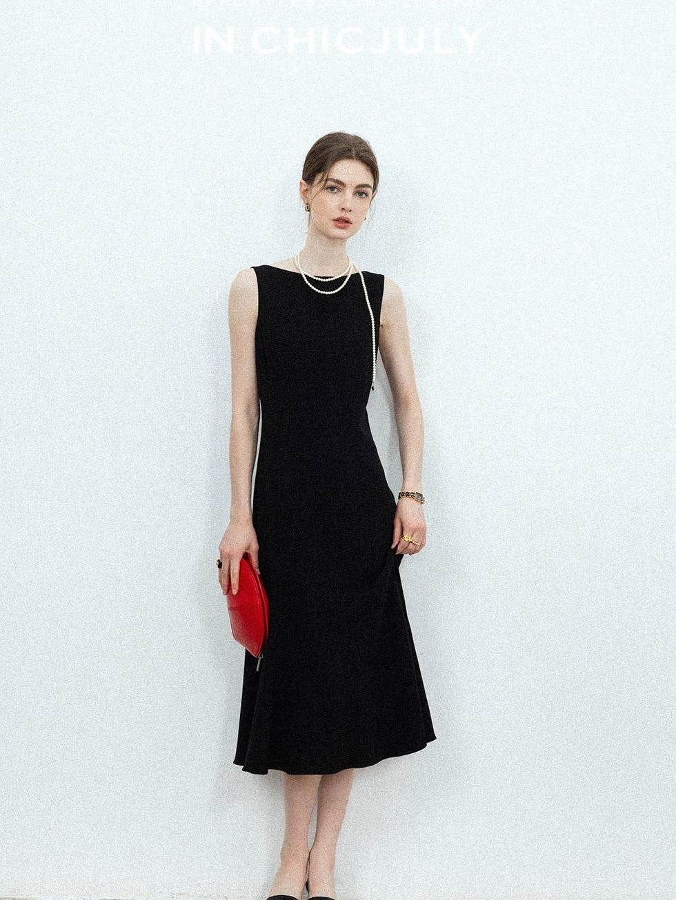 chicjuly Minimalist Panelled 3d Tailored High Waist A Line Women's Acetate Midi Dresses