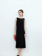 chicjuly Minimalist Panelled 3d Tailored High Waist A Line Women's Acetate Midi Dresses