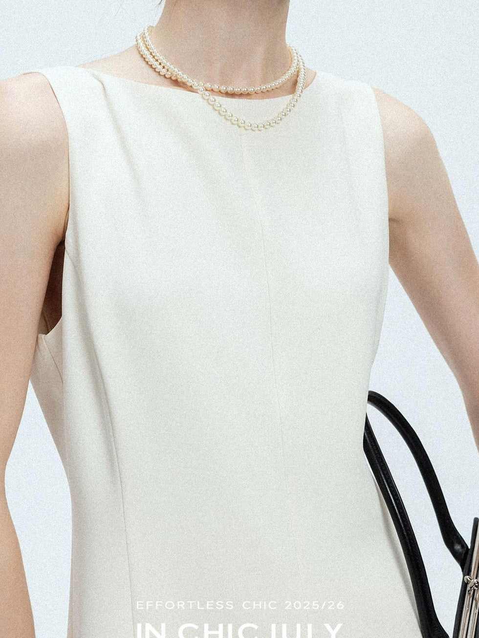 chicjuly Minimalist Panelled 3d Tailored High Waist A Line Women's Acetate Midi Dresses