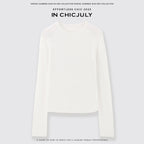 chicjuly Minimalist Saddle Shoulder Crew Neck Knit Women's Wool Long Sleeve T-shirts 970129168232