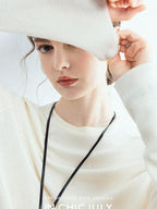 chicjuly Minimalist Saddle Shoulder Crew Neck Knit Women's Wool Long Sleeve T-shirts