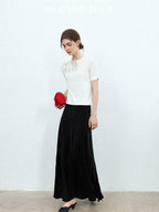chicjuly Minimalist Soluble Lace Heavy Embroidery Women's Cotton Short Sleeve T-shirts