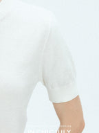 chicjuly Minimalist Soluble Lace Heavy Embroidery Women's Cotton Short Sleeve T-shirts