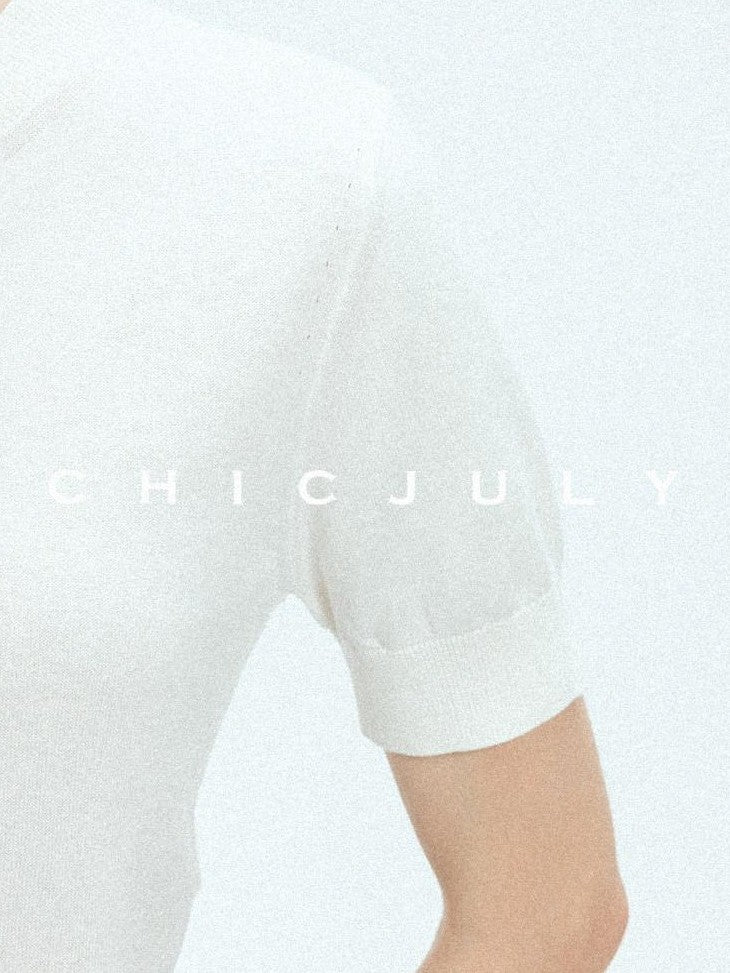 chicjuly Minimalist Soluble Lace Heavy Embroidery Women's Cotton Short Sleeve T-shirts