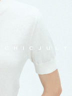 chicjuly Minimalist Soluble Lace Heavy Embroidery Women's Cotton Short Sleeve T-shirts