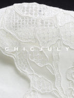 chicjuly Minimalist Soluble Lace Heavy Embroidery Women's Cotton Short Sleeve T-shirts
