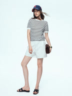 chicjuly Mist Blue Vintage Short Small Silhouette Women's Linen Utility Jackets