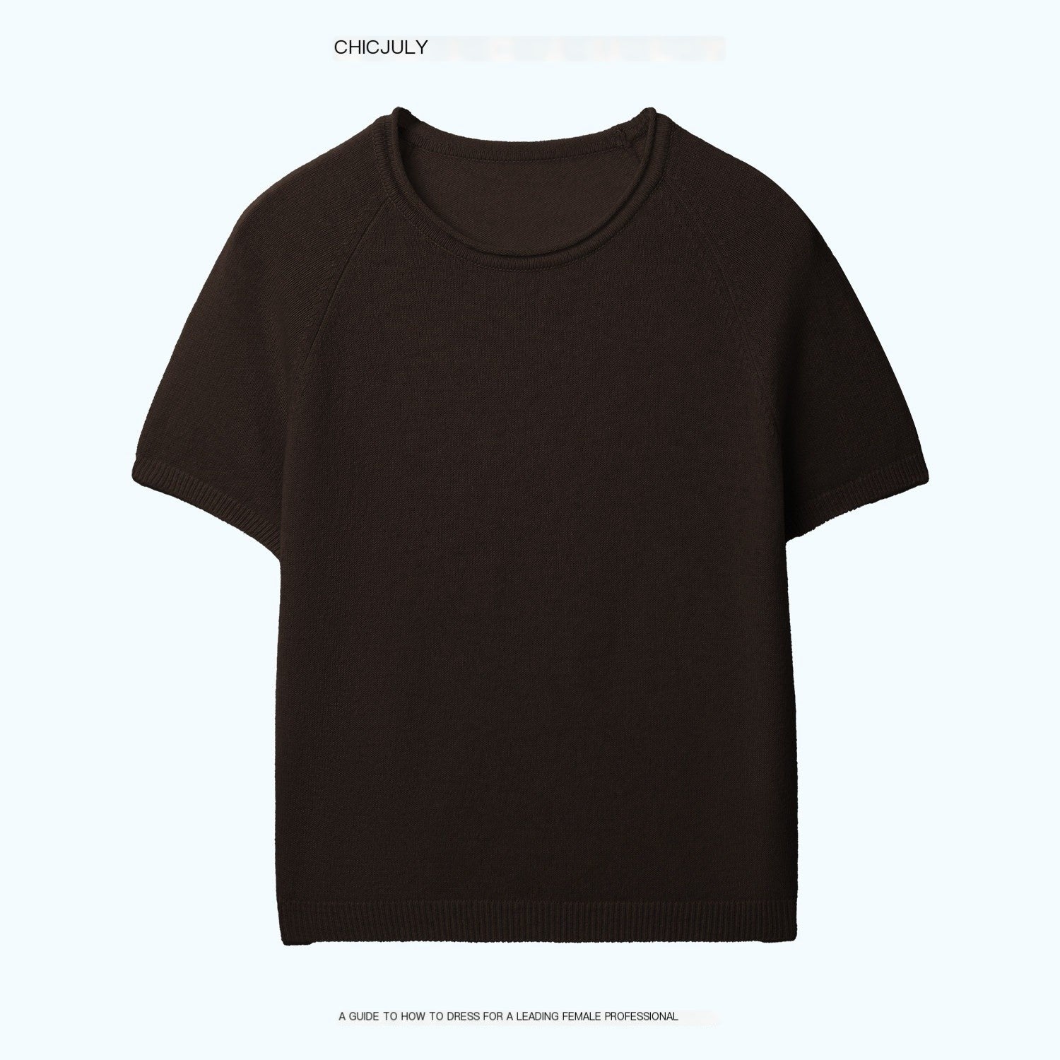 chicjuly Muted Striped Heavy Knit Crew Neck Women's Wool Short Sleeve T-shirts 1036733047033