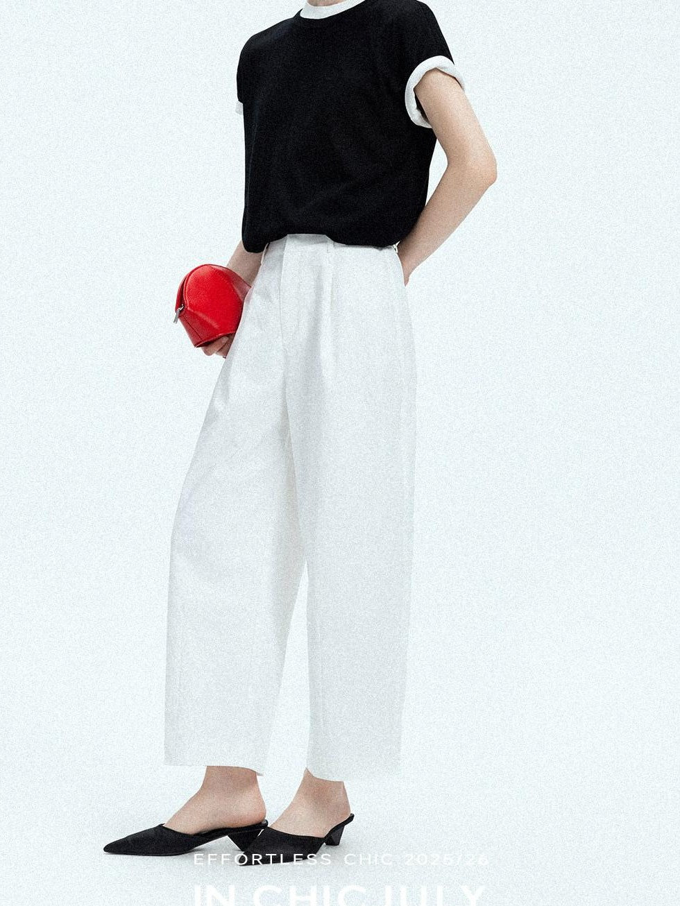 Navy Stonewash Cutout High Waist Pockets Women's Polyester Wide-leg Pants