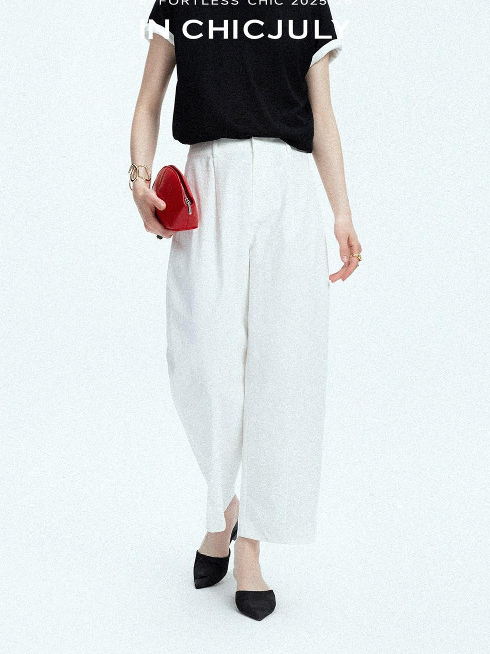 Navy Stonewash Cutout High Waist Pockets Women's Polyester Wide-leg Pants