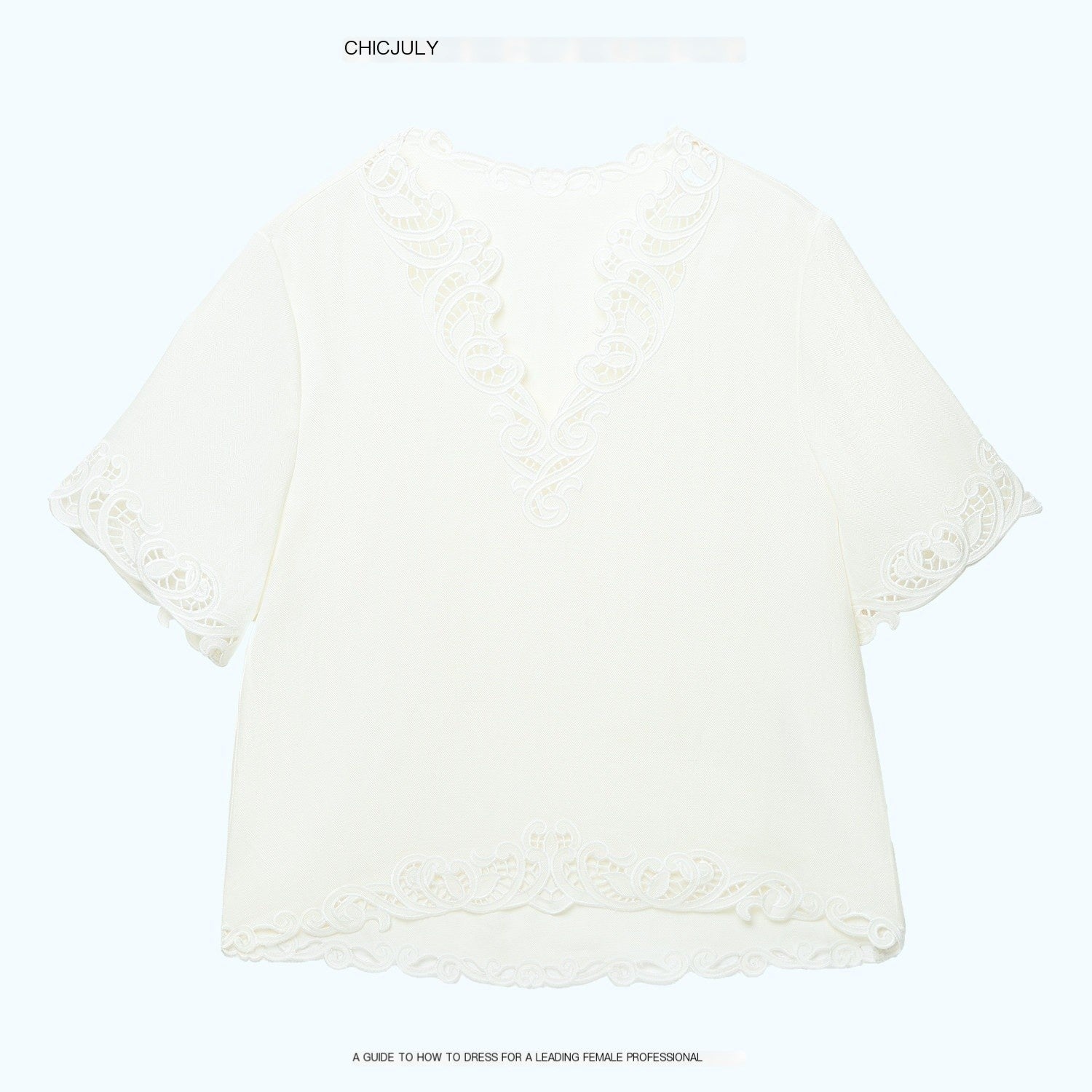 chicjuly Neapolitan Applique Embroidery Lace Women's Linen Top & Shorts Sets 1056195850722