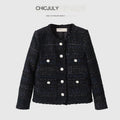 chicjuly Night Galaxy Round Neck Button Front Women's Boucle Tweed Jackets 702404380890