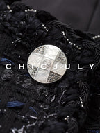 chicjuly Night Galaxy Round Neck Button Front Women's Boucle Tweed Jackets