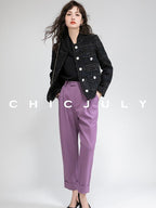 chicjuly Night Galaxy Round Neck Button Front Women's Boucle Tweed Jackets